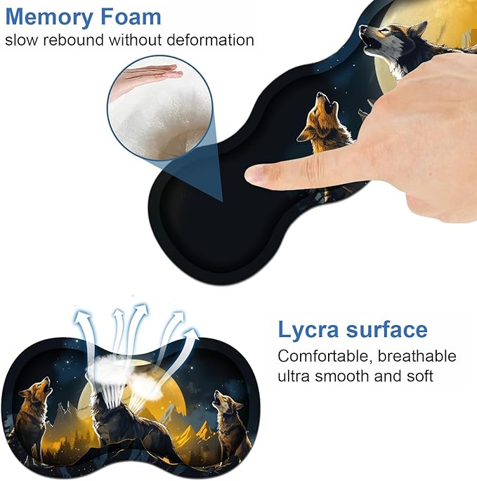 Ergonomic Keyboard Wrist Rest &amp Mouse Pad Wrist Rest Set Large XXL Gaming Desk Mat 31.5x 11.8 with Memory Foam Easy Typing Pain Relief for Office &amp Home Wolf Howling Under The Moon