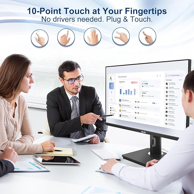 Touch Screen Monitor Touchscreen Monitor 27'' QHD 2560x1440 100Hz Touch Screen Monitors w/ 10-Point Touch Built-in Speakers Type C VESA Stylus Pen Perfect for Bar Gym Business Black
