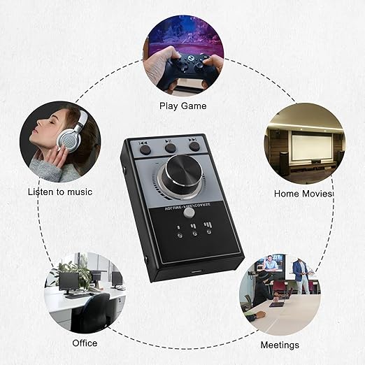 XMSJSIY USB Volume Knob Controller Multimedia Computer Sound Controller with Play/Pause/Back/Forward FunctionOne-Click Mute for Phone PC Speaker Audio Adjustment