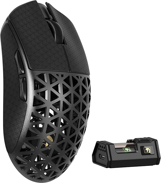 MAMBASNAKE M5 Ultra Carbon Fiber 8KHz Wireless Gaming MousePAW3950 Sensor 42K DPI39g Lightweight Tri-Mode 2.4GHz/BT/Wired Computer MiceWeb Driver Supportfor Win/Mac/FPS/MOBA/Esports-Black(B)