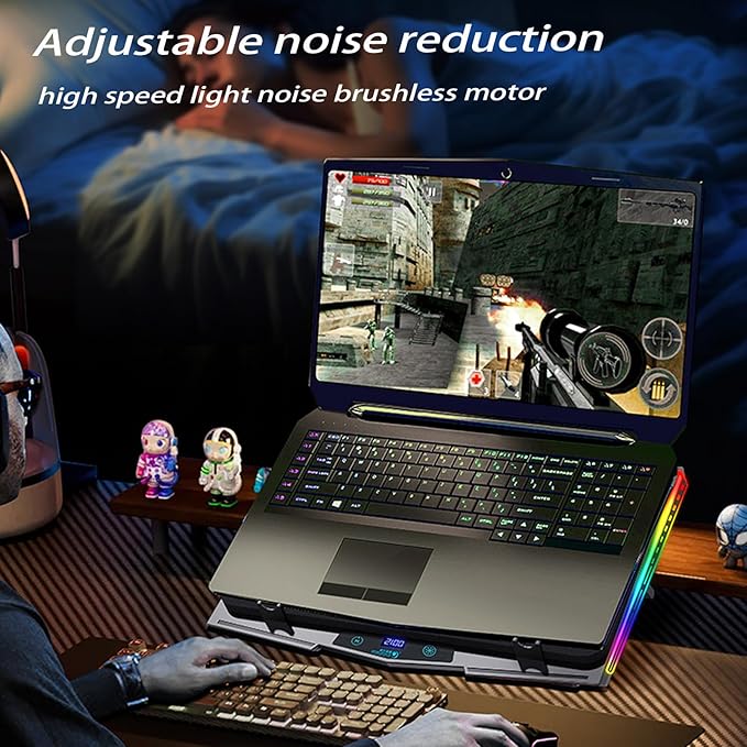 Cooling Pad for Dell Alienware m16 m17 m15 x17 x16 x15 x14 Area-51m 17 16 15 14 inch Gaming LaptopIt is a Heat Dissipation Monster with Powerful Turbo Fan Can Fast CoolingRGB Light Mode