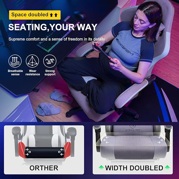 GTPLAYER Gaming Chair Computer Office Chair with Pocket Spring Cushion Linkage Armrests and Footrest High Back Ergonomic Computer Chair with Lumbar Support Task Chair with Footrest