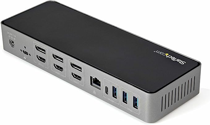 StarTech.com USB-C / USB-A Hybrid Docking Station for MacBook Pro / Air M1 M2 M3 M4 &amp Windows Universal Triple 4K 60Hz HDMI DP Dock Thunderbolt Compatible 85W Laptop Charging - TAA Black &amp
