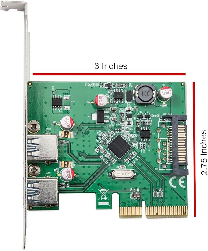 IO Crest SD-PEX20185 2 Port USB3.1Type-A PCI-E 3.0 x4