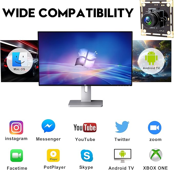 5MP USB Camera Module 2.1mm Wide Angle Lens - 2592x1944 CMOS Sensor Plug &amp Play Industrial Webcam for Machine Vision Inspection Monitoring - Compatible with Windows Linux macOS Raspberry Pi