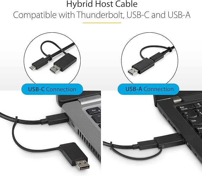 StarTech.com Universal Laptop Docking Station Hybrid USB-C/USB-A Dock Dual 4K DP/HDMI 100W PD Mac/Windows/Chrome OS NIC