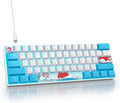 surmen 60% Wired Mechanical Gaming Keyboard Backlit Ultra-Compact Mini Office Keyboard with Red Switch for PC/Mac Gamer Typist (61 Blue White)