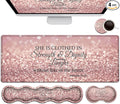 Keyboard Mouse Pad SetExtended Gaming Mouse Pad + Memory Foam Keyboard Wrist Rest Support Proverbs 31:25 Bible Pink Office Desk Mat Writing Pad Easy Typing Pain ReliefXXL Large Mousepad Desk Mat
