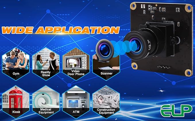 ELP 2MP High Speed USB Camera Module for Computer - 1080P Mini UVC USB2.0 Webcam Board CMOS OV4689 Video CCTV Industrial PC Camera for Laptop - High Frame Rate 260fps 120fps 60fps