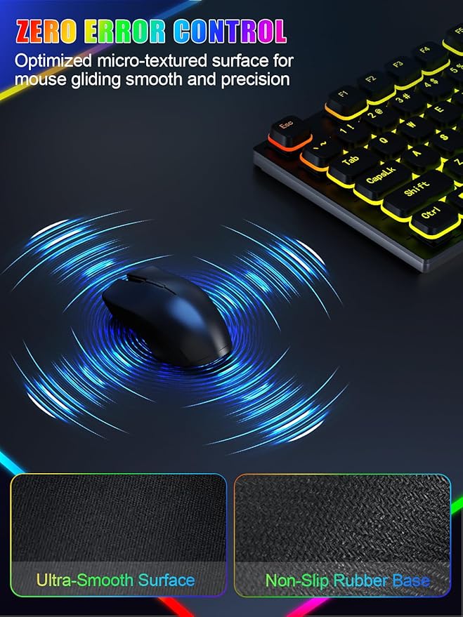 Mouse Pad with Foldable Phone Holder &amp Wireless Charger XXL RGB Gaming Mousepad 31.5x15.8 Large Desk Mat for Keyboard Black Desk Pad with Dual Qi Charging Station | 11 Colors 5 Modes | Waterpr