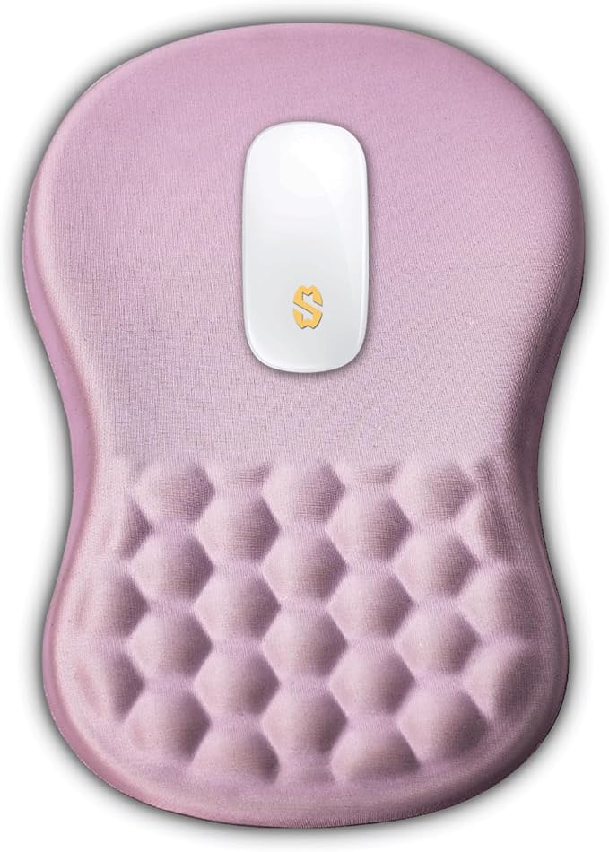 Ergonomic Wrist Rest Mouse Pad Massage Design for Carpal Tunnel Pain Relief Non-Slip Memory Foam Pink