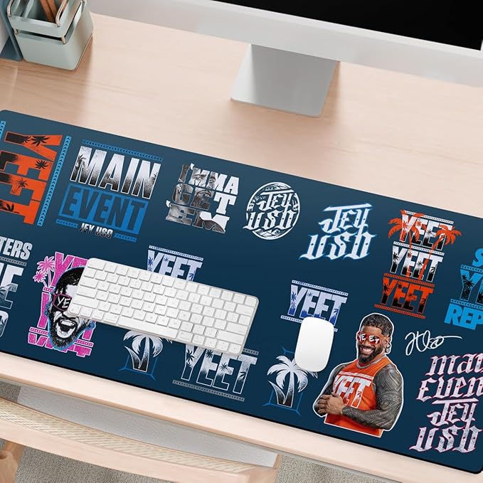 Head Case Designs Officially Licensed WWE Sticker Collage Jey USO 37.4 x 15.75 x 0.16 inches (900 x 400 mm) - XL Gaming Office Desk PC Keyboard Mouse Mat Pad