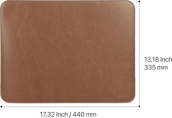 Londo PU Leather Mouse Pad – Desk Mat for Keyboard and Mouse Large Leather Office Desk Pad 13.18x17.32 (Light Brown)
