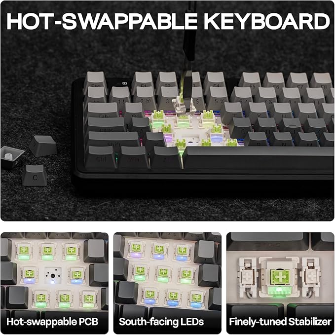 EPOMAKER X Aula F108 PRO Wireless Gaming Keyboard with Screen 8000mAh Battery 104 Hot-Swappable and Programmable Keys and Knob RGB Backlight for Mac/PC/Android (Black Gradient)