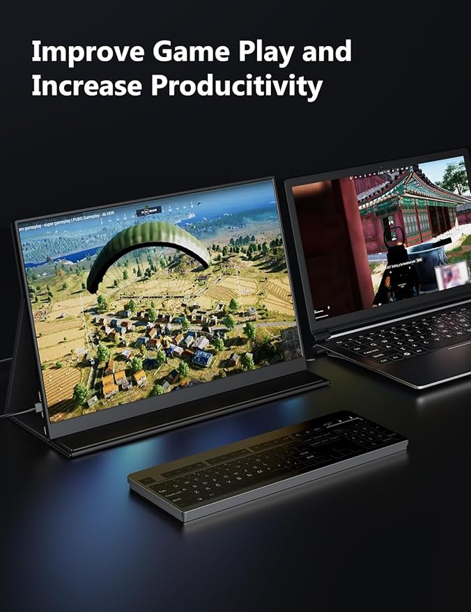 165Hz Portable Gaming Monitor 16 1920x1200 500 Nits Laptop Monitor Second Computer Display with Speakers Dual Screen Travel Monitor for PC Phone PS5/4 Xbox Switch