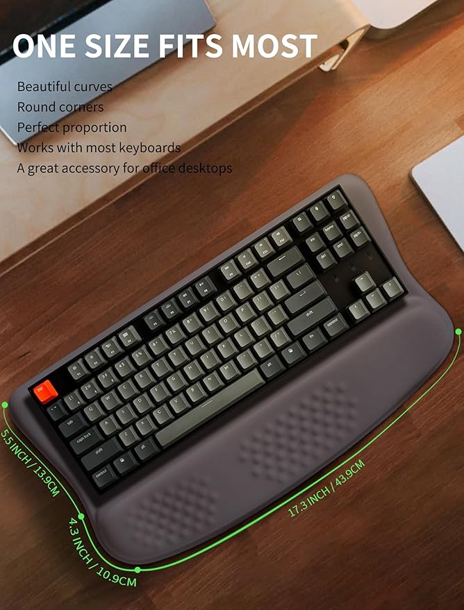 Ergonomic Wave Wrist Rest with Keyboard Stand Cushioned Palm Rest Comfortable Integrated Memory Foam for Natural Typing and Relieve Wrist Pain Starry Sky Grey