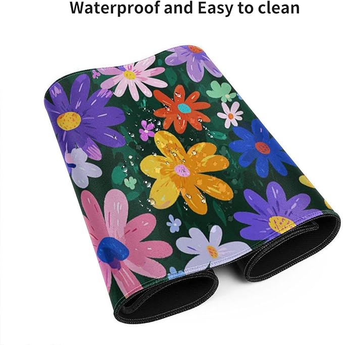 Colorful Flower Mouse Pad Extra Large Gaming Mouse Pads Waterproof Non-Slip Rubber Base Keyboard and Mouse Mat Floral Desk Pad for School Office Home 48 x 24