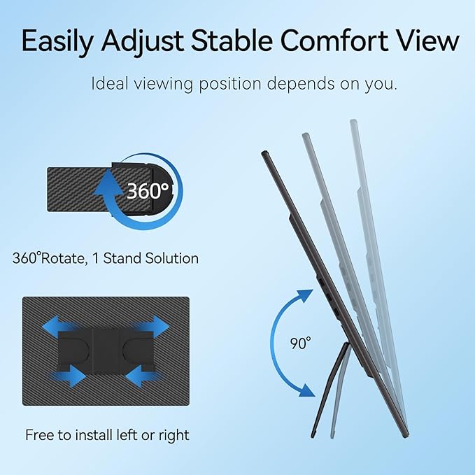 Portable Monitor 16 Inch FHD 1200P Laptop Screen Extender with Detachable Kickstand &amp Speakers Plug&ampPlay USB-C HDMI IPS Travel Monitor for Laptop/Computer/Phone/Windows/Mac/Android/Switch/P