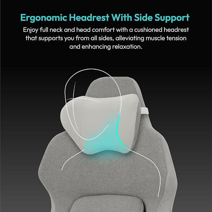 ThunderX3 CORE Smart LOFT Gaming Chair Light Grey – Ergonomic Office Chair Automatic Lumbar Support Synchronised Mechanism 3D Armrests Fabric Cover for Users up to 125kg 155-190cm