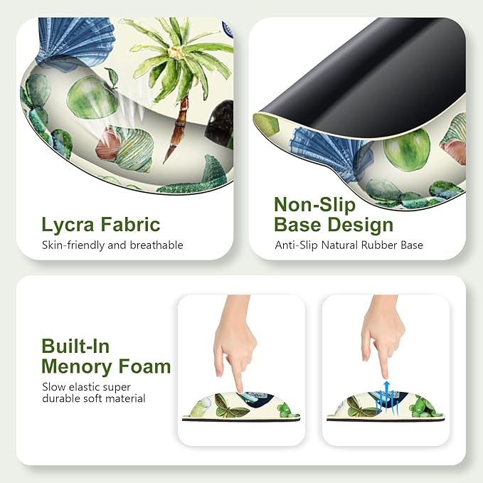 Mouse Pad 4 in1 Large Desk Mat Desk Pad Matt for Desktop Anti-Slip XXL Big Computer Ergonomic Mousepad with Wrist Support for Keyboard and Mouse for Women I Green Theme Stickers