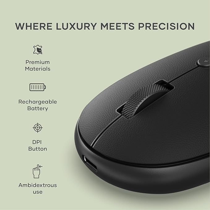 Satechi OntheGo Bluetooth Mouse with USB C Rechargeable Battery Connect up 3 Devices Compact and Portable Wireless Mouse for Laptop Computer Tablet – Black