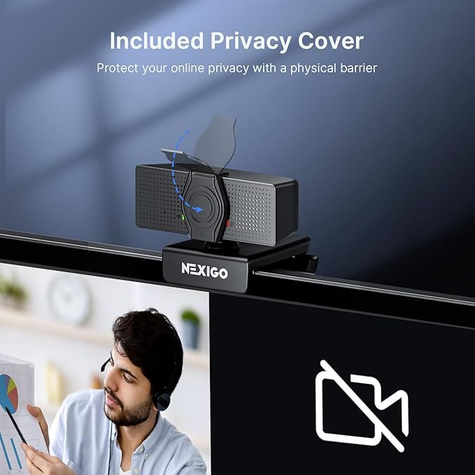NexiGo N60 Pro 4K Webcam for PC 4K UHD Sony Sensor Autofocus 1080p 60 fps Noise-Canceling Mics Privacy Cover Distortion-Free Lens 4X Digital Zoom Works with Switch 2/Zoom/Teams/Google Meet