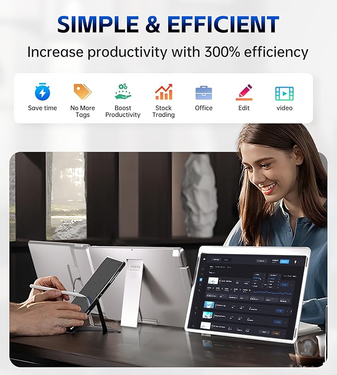 FOPO 15.6 Triple Laptop Screen Extender Left Screen 360° Rotation Laptop Monitor Extender Plug and Play Triplp Monitor for 13-17 Laptops with USB-C/HDMI for Windows/Mac(M1/M2/M3) Pro/Max - S10
