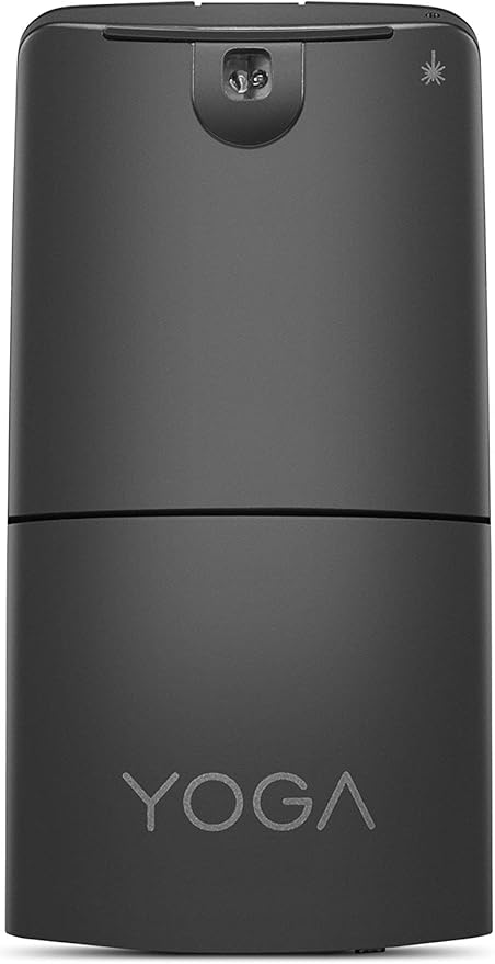 Lenovo Yoga Computer Mouse For PC Laptop Computer With Windows Or Chrome - 2.4GHz Wireless Nano Receiver &amp Bluetooth 5.0 - Ergonomic V-Shape - Twists Flat - Built-In Laser Presenter - Shadow Bla