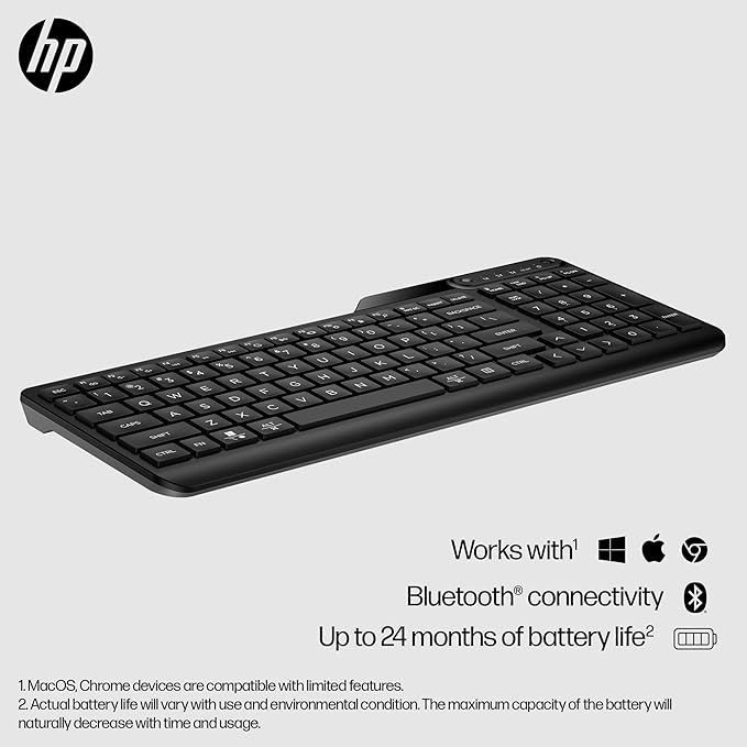 HP 460 Multi-Device Bluetooth Keyboard - Bluetooth with Swift Pair to 3 Multi-Devices Compatible with Windows/Mac/Chromebook Laptop Notebook Black (7N7B8AA)