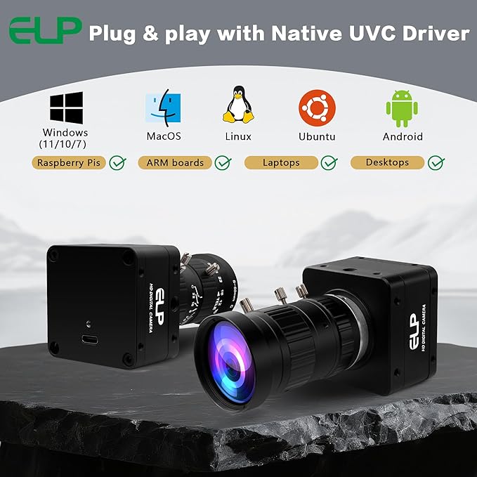 ELP Ultra HD 20MP Varifocal USB 3.0 Camera for Computer Manual Zoom 3840P USB3.0/2.0 Lightburn Cameras for Windows Linux Mac Pi 5-50mm 10X Variable Focus AR2020 High Speed 4K 30FPS Webcam for PC