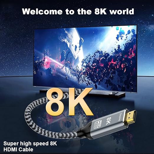 USB C to HDMI 2.1 Cable 6.6FT 8K@60Hz 4K@144Hz Thunderbolt 3/4 Compatible with MacBook Pro/Air iPad Pro iPhone 15 Supports HDCP 2.3 &amp HDR10 High Speed 48Gbps for XPS Galaxy S22 Gaming Monit