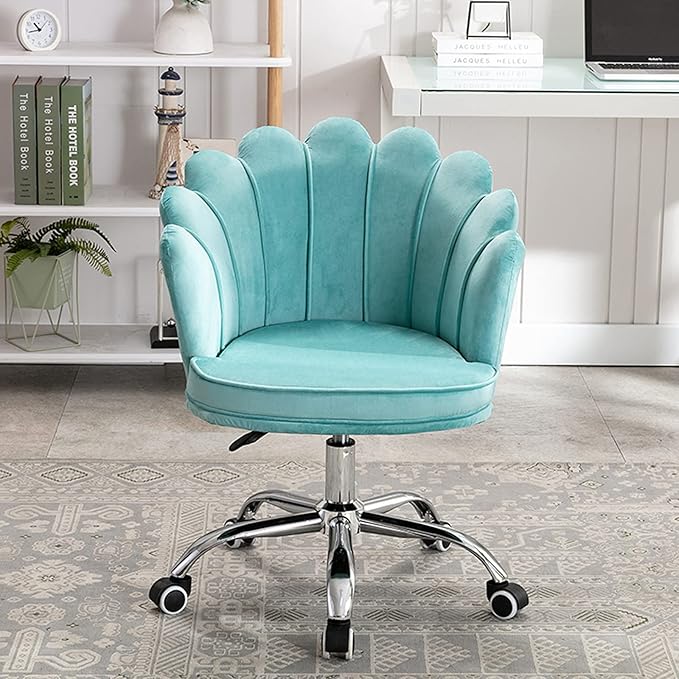 Velvet Dresser Chair Ergonomic Office Game Chairs Bedroom Swivel Recliner Chair with Adjustable Sit Height Home Chair Living Room for Gaming