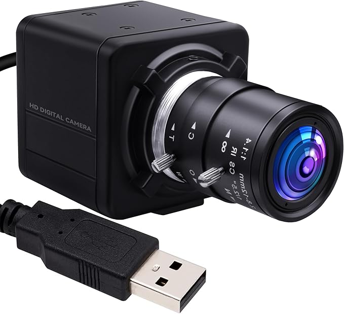 Magnolia 5MP HD USB Camera with 2.8-12mm Varifocal Manual Lens 4X Optical Zoom Webcam with OV5640 Sensor 1944P Computer Camera for PC/Laptop/Raspberry Pi