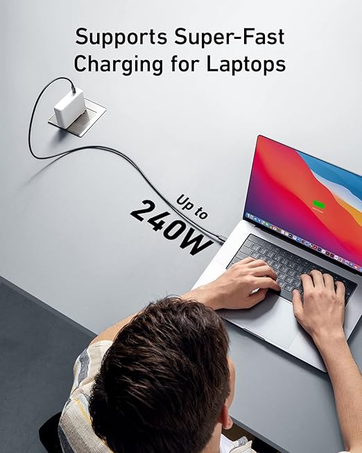 Anker USB C Cable(3.3FT 240W) USB 4 Data Cable 40Gbps 8K HD Display Thunderbolt 4/3 Compatible for iPhone 17 MacBook Hub Docking and More