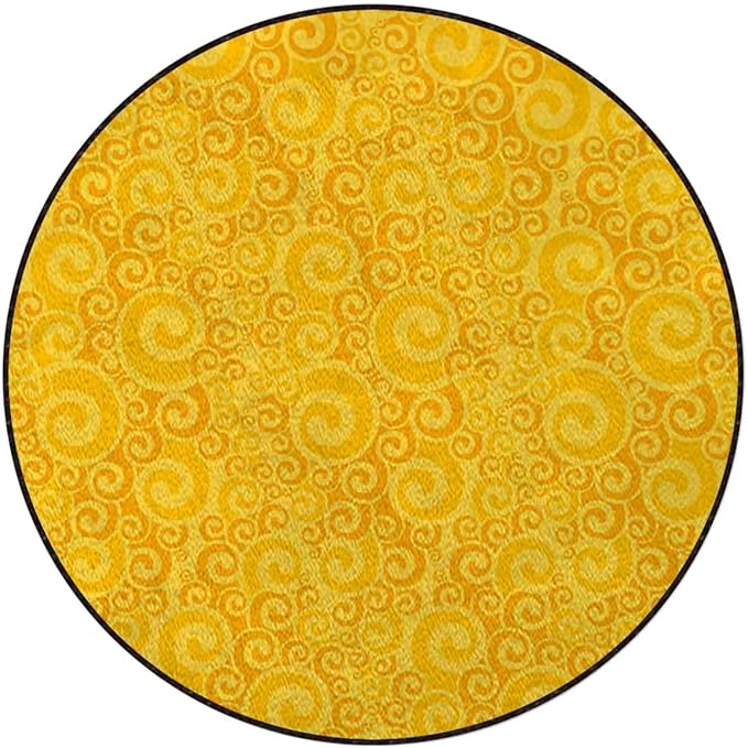 Yellow Office Chair Mat Round Floor Mat for Home Non Slip Multi-Purpose Desk Chair Mat Rug for Hardwood Tile Floor Carpets Little Spiral Spots Like Hot Summer Day Diameter 35.4 in