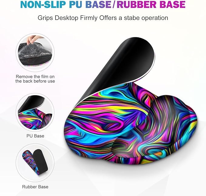 Gaming Mouse Pad Large Desk Mat Cute Desk Pad Protector 4in1 XXL Mousepad + Keyboard Wrist Rest+Mouse Wrist Rest+Coaster Set with Ergonomic Desk Pad for Home Office Computer Dazzling Bright Color