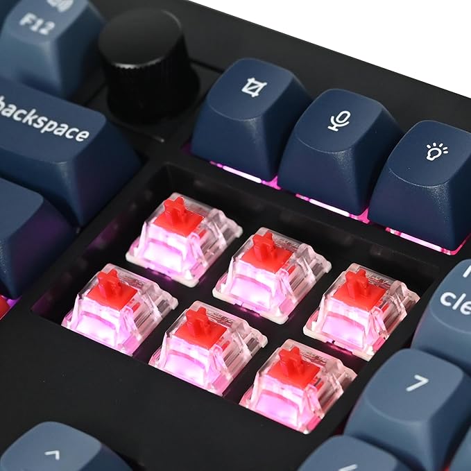 Keychron V6 Max Wireless Custom Mechanical Keyboard 2.4 GHz Bluetooth QMK Full-Size Layout RGB with Hot-swappable Gateron Red Switch Compatible with Mac Windows Linux