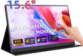 Portable Monitor 15.6 1080p IPS Touchscreen Portable Monitor Mini HDMI/USB C Dual Speakers with Cover for Switch PS4/5 Laptop Phone