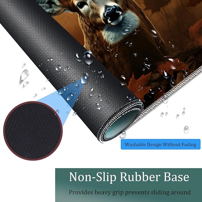Large Game Mouse Pad + Wrist Support Pad + Coffee Coaster Desk Pad with Sewn Edges Anti-Slip Set pad Suitable for Office Work and Home - Camo Flag Deer