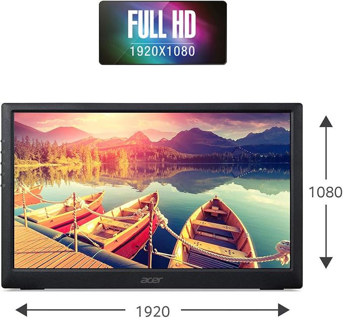 acer PM141Q biux 13.3 Full HD (1920 x 1080) IPS Portable Monitor Ultra Slim Portable Design 1 x USB 3.1 Type-C Port &amp 1 x Mini HDMI (USB Type-C and Mini HDMI Cable Included)