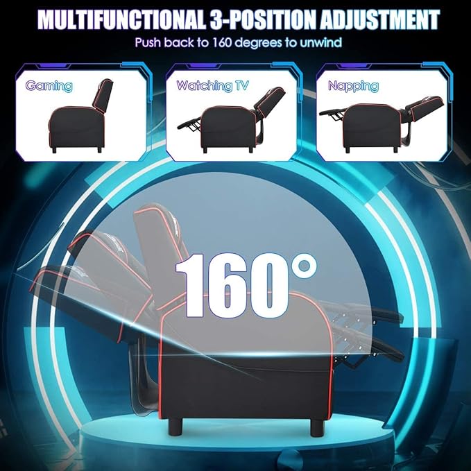 DORTALA Massage Gaming Chair for Adults Adjustable Recliner Sofa w/Footrest and Massage Function Adjustable Living Room Recliner Home Theater Seating PU Leather 330LBS Weight Capacity White
