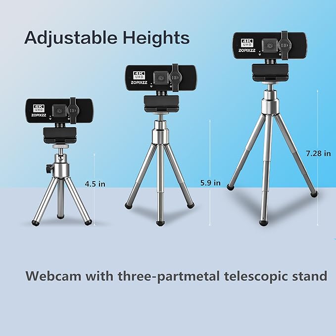 4K Webcam with Tripod PC Ultra HD Web Camera with Microphone PDAF AutofocusPrivacy CoverUSB A &amp USB C Adapter Plug &amp PlayIdeal for Business Meetings&ampLive Streaming