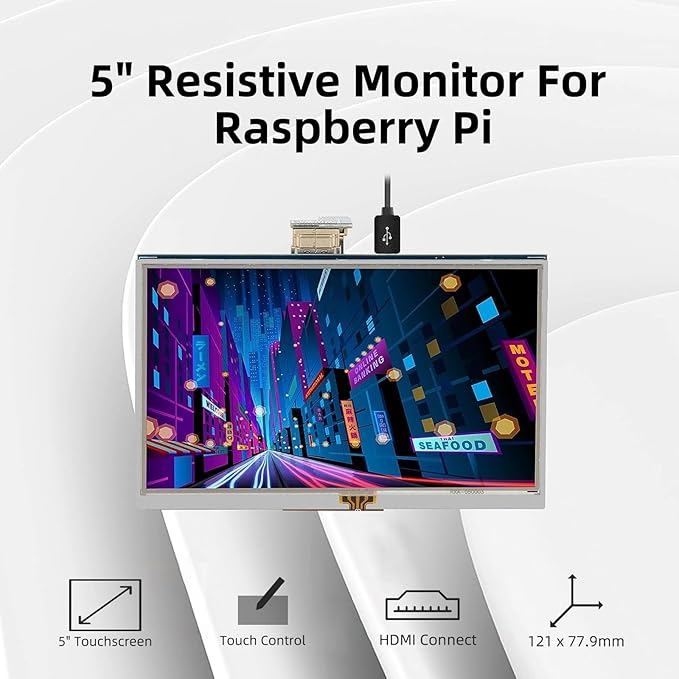 5 Inch Raspberry Pi Screen Touchscreen Monitor 800x480 HDMI LCD Screen for Raspberry Pi 400/4/3/2/Zero/B/B+ Windows 11/10/8/7