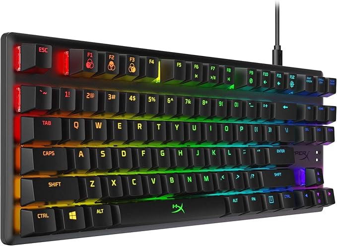 HyperX Alloy Origins Core Wired Gaming Mechanical Keyboard Compact Tenkeyless HyperX Red Switch with RGB Back Lighting for PC PS5 PS4 Xbox Series X|S &amp Xbox One (Renewed)