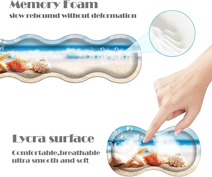 Ergonomic Keyboard Wrist Rest &amp Mouse Pad Wrist Rest SetXL Gaming Desk Mat 31.5x 11.8Non-Slip BaseMemory FoamEasy Typing Pain Relief for Office &amp HomeSeashells Starfish on Beach