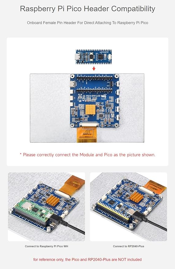 7 inch DVI Display Module for Raspberry Pi Pico IPS Panel 1024×600 Pixel DVI Interface Communication Suitable for Advertisement Picture Display and Other Application Scenarios (PICO-DVI-7inch)