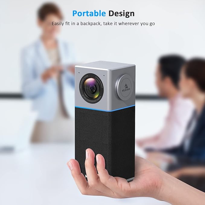 NexiGo N3000 4K Portable Video Conference Camera Zoom Certified AI Webcam with Speaker and Microphone Auto-Framing 4-Mic Array 48kHz Video Audio System for Zoom/Teams/Webex (Renewed)