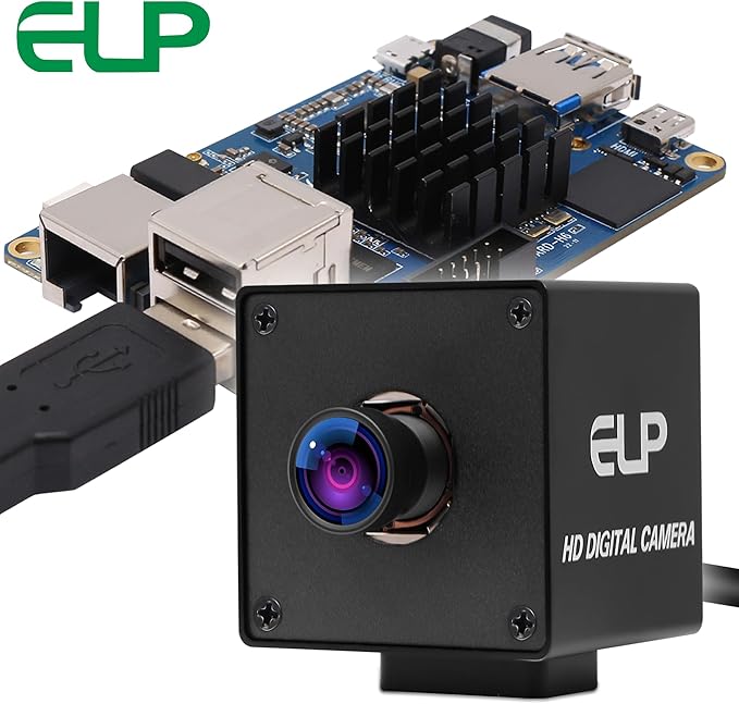 ELP 4K USB Camera with Microphone for Computer and Raspberr pi Mini UVC USB2.0 Webcam IMX415 USB with Camera 2160P Audio Video Lightburn Camera PC Laptop USB Camera (100degree no Distortion Lens)