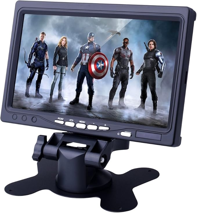 Kuman 7 Inch IPS Display 1024x600 LCD Screen Computer Monitor for PC Laptop Raspberry Pi 4 3 2B B RPI 1 B+ A+ with HDMI VGA Input DVD VCR Car and Remote HDMI Cable SC7J