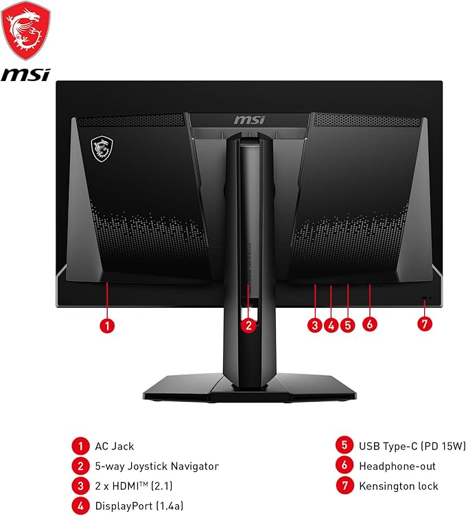 msi MAG 271QPX QD-OLED 27 OLED Gaming Monitor 2560 x 1440 (QHD) 0.03ms Response time 360Hz True Black HDR 400 HDMI DP Port USB Type C Tilt Height Black